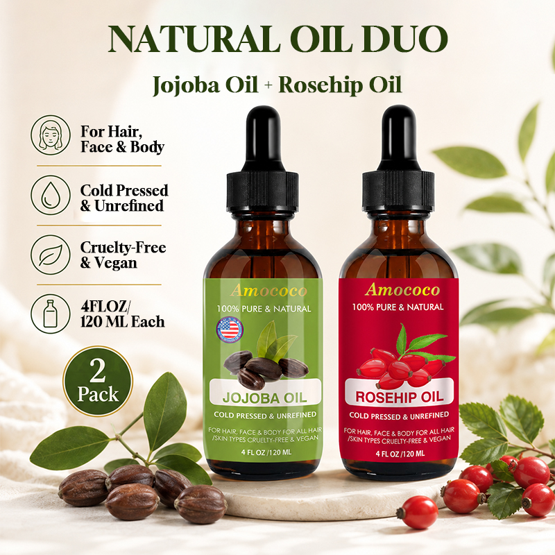 Cold Pressed Rose Hip - Amococo 2 pièces Huile de Jojoba